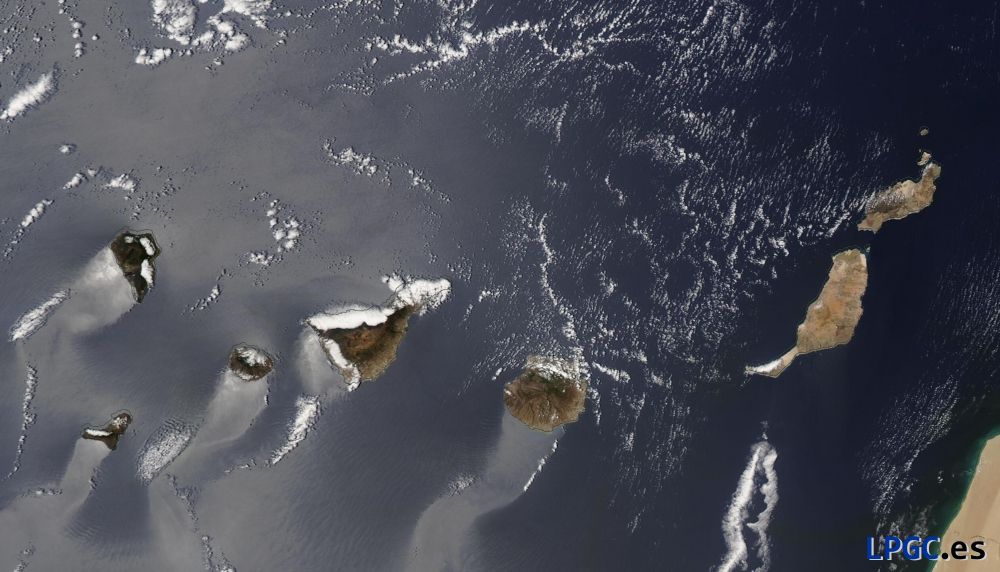 Vista de los cielos de Canarias el 18 de Abril de 2024 desde el satélite Terra / MODIS.